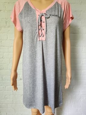 bebe Pink & Gray Lace-Up Nightshirt